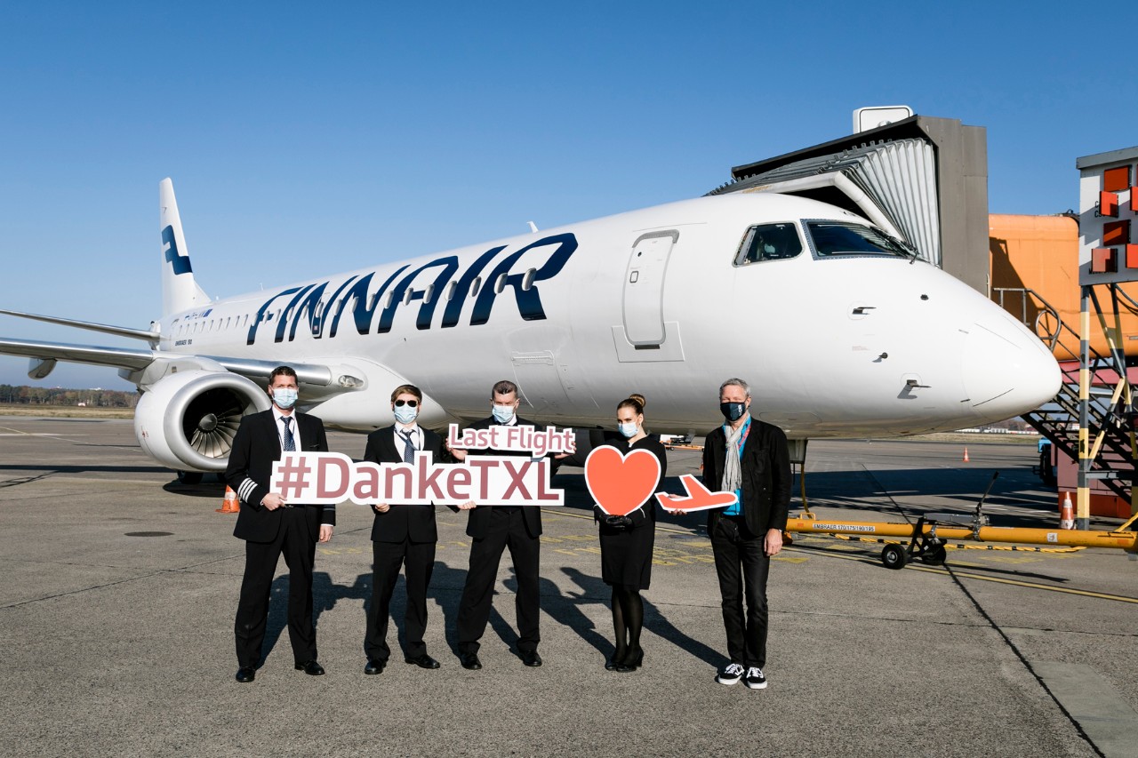 Finnair sagt mit dem Flug AY1434 nach Helsinki #DankeTXL. (Bildquelle: BER / Thomas Kierok)